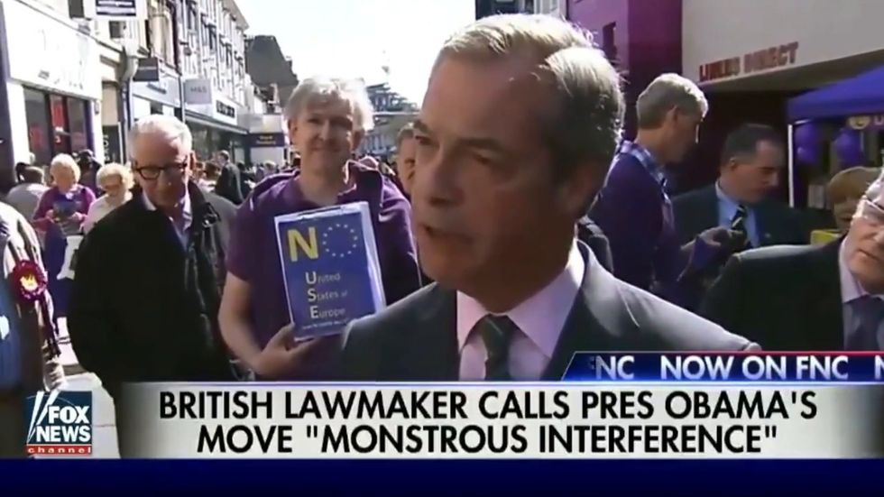Two interview clips show Farage changing mind about US general election involvement within three years