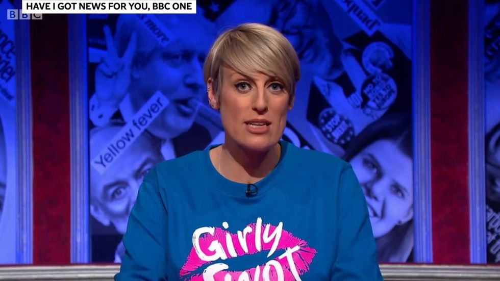 Steph McGovern wears 'Girly Swot' jumper as she presents Have I Got News For You