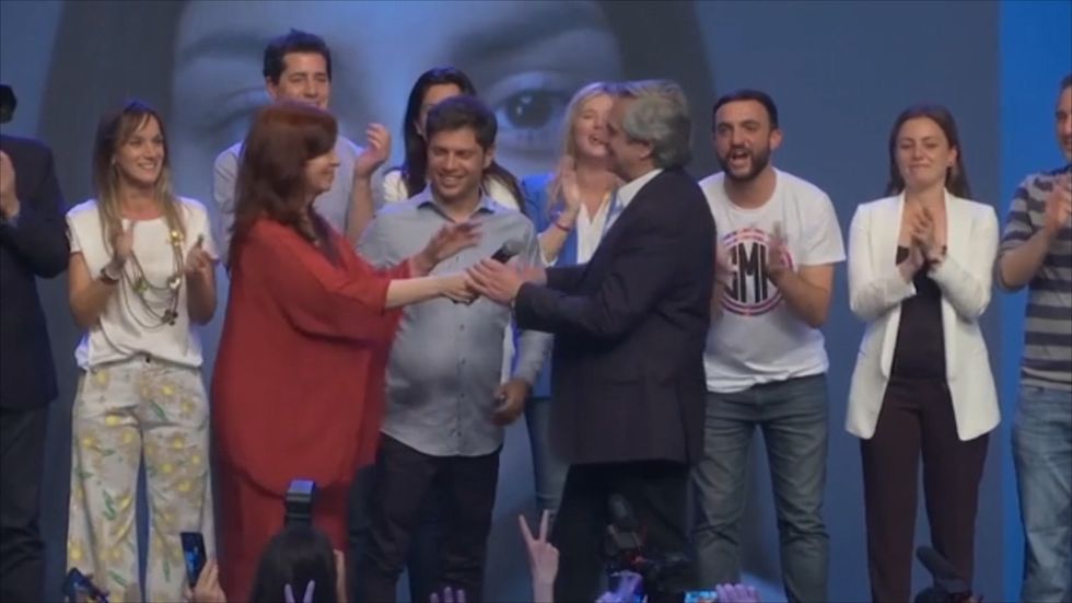 Alberto Fernandez celebrates victory in Argentina election