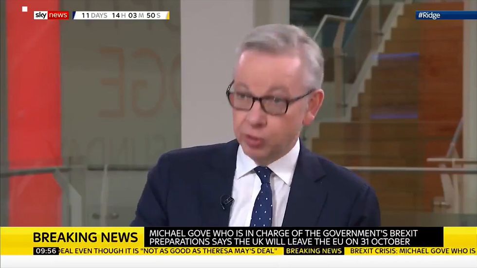 Michael Gove says he has 'put money' on UK leaving EU by 31 October in bet with Matt Hancock