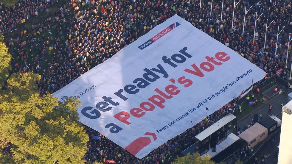Giant People's Vote banner unfurled in Westminster
