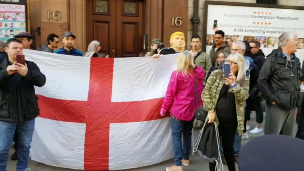 Small group begin counter protest at Westminster march demanding second referendum 