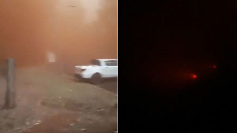 Dust storm turns day to night in matter of seconds in Australia
