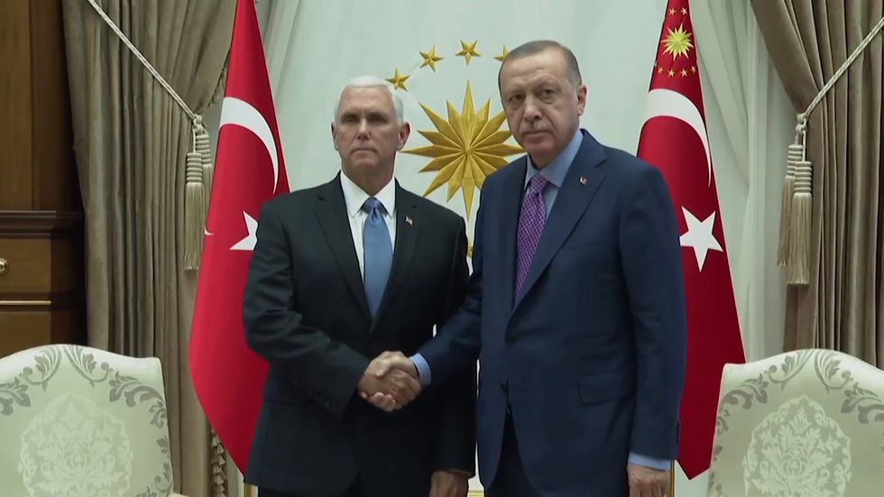 Turkey's President Recep Tayyip Erdogan and US Vice President Mike Pence meet in Ankara