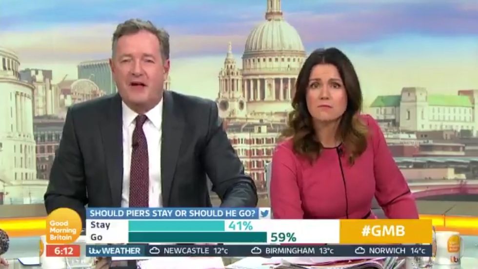 Piers Morgan complains about Good Morning Britain poll showing viewers want him to be fired