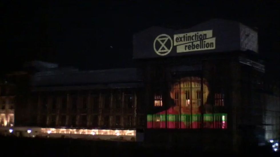 Greta Thunberg's UN speech projected onto Houses of Parliament