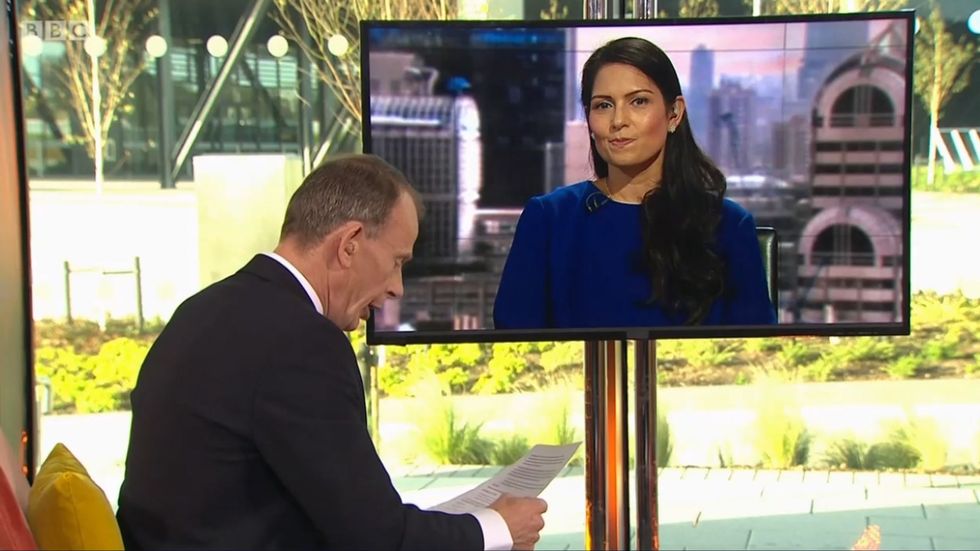 Priti Patel appears to smile at mention of no-deal fears 'I can't see why you're laughing'