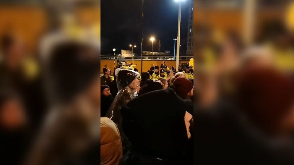Animal rights campaigners protest outside Billingsgate Fish Market