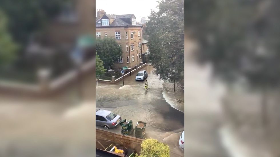 London street turned into river by burst water main