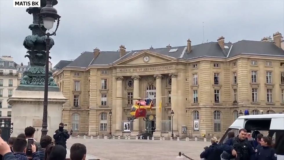 Helicopter arrives on scene in Paris after stabbing at police headquarters
