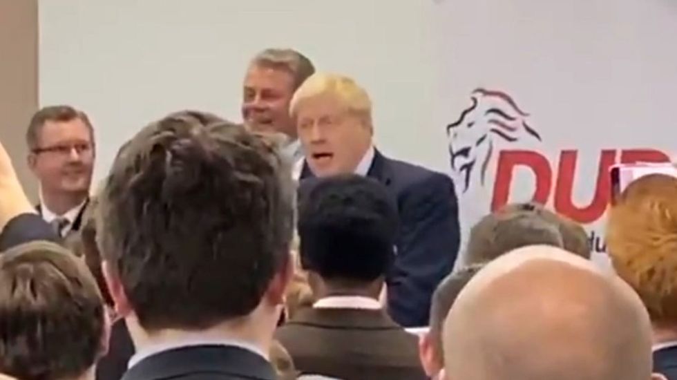 Conservatives laugh at joke about Jeremy Corbyn being put into a noose during Boris Johnson speech