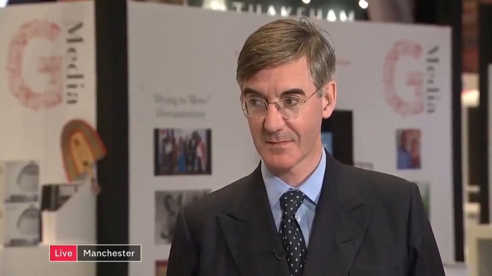 Jacob Rees-Mogg loses smile after Channel 4 News introduction