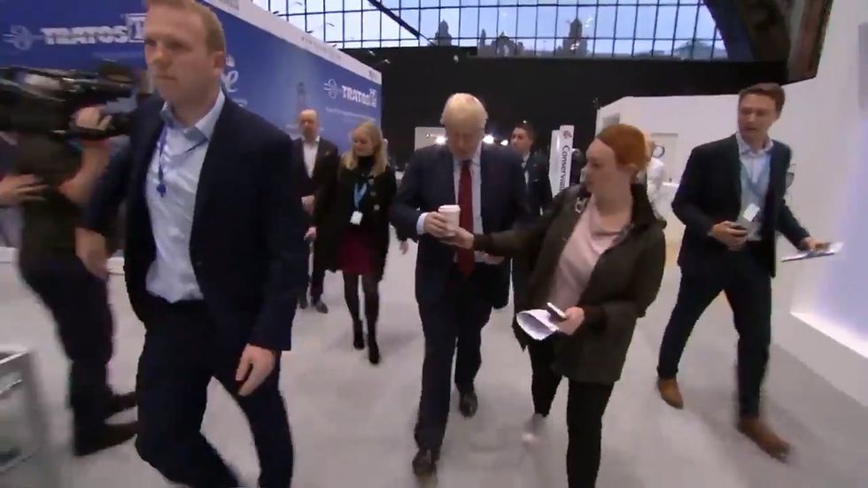 Boris Johnson's aide grabs disposable cup off him: 'no disposable cups'