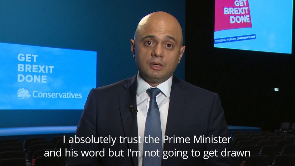Sajid Javid says he has 'full faith in the Prime Minister' after Boris Johnson denies claim that he squeezed female journalist's thigh 