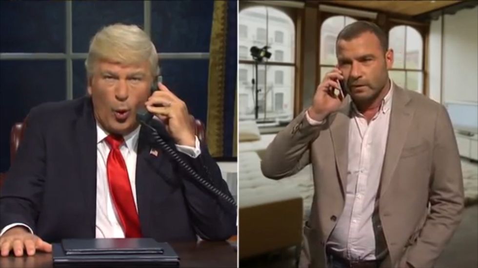 Alec Baldwin's Donald Trump seeks impeachment advice from Ray Donovan on SNL