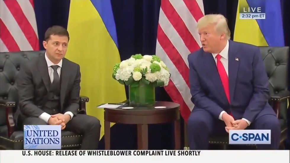 Volodymyr Zelensky looks worried as Trump mentions Ukraine relationship with Russia