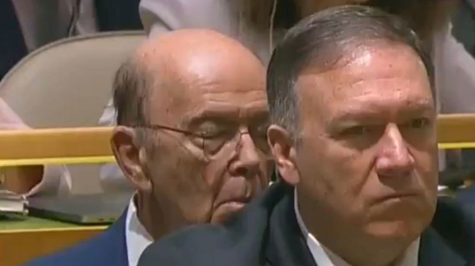 Trump's cabinet member appears to sleep through president's UN speech