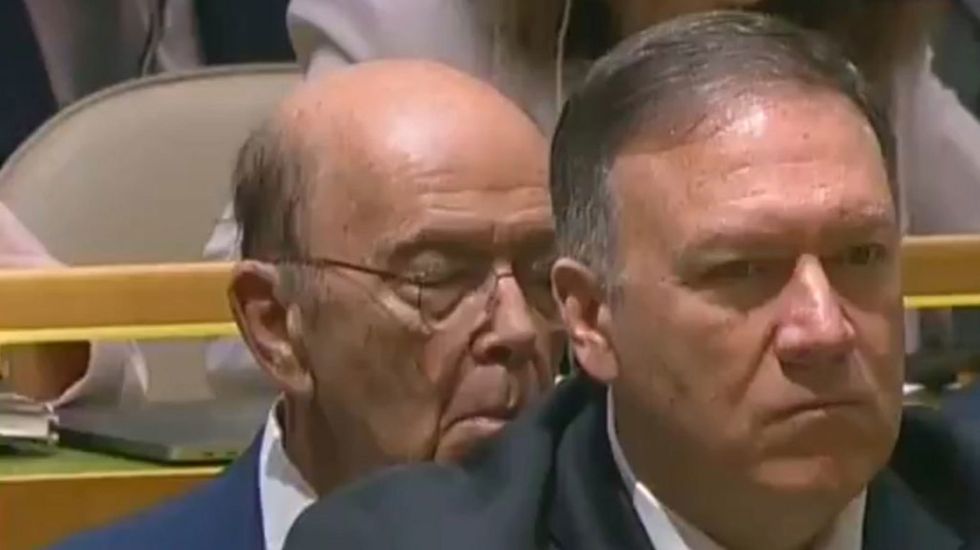 Trump's cabinet member appears to sleep through president's UN speech