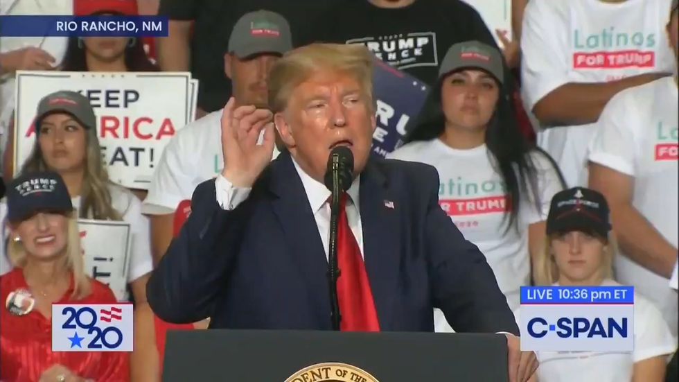 Donald Trump tries to swat fly and uses it as a segue to lament Washington