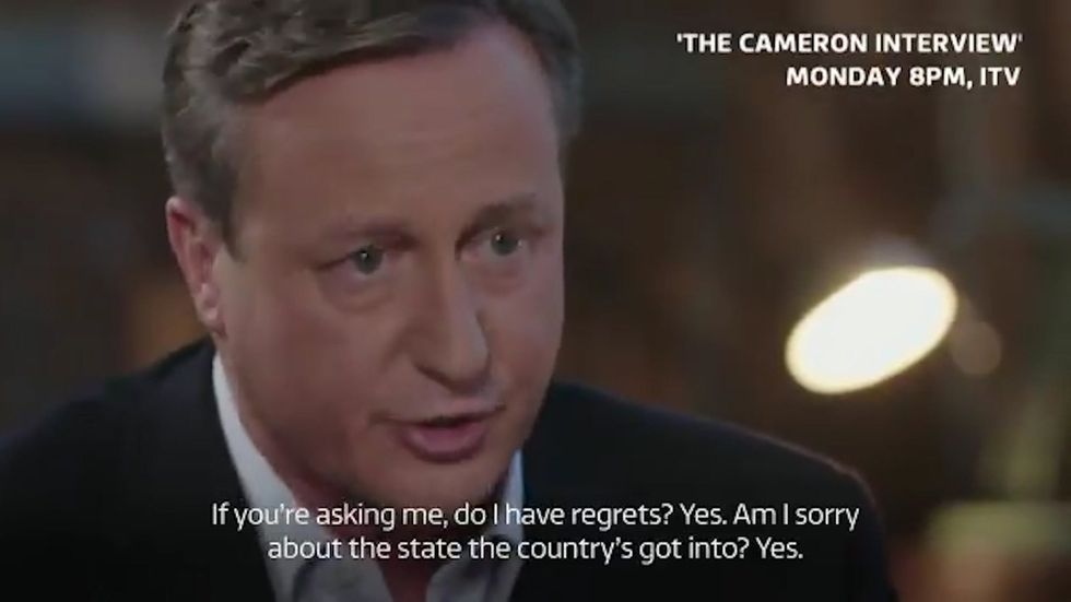 David Cameron: 'Am I sorry about the state the country’s got into? Yes'