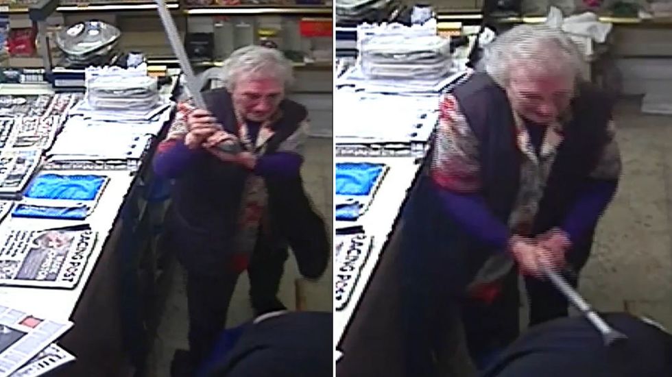 82-year-old shopkeeper fights off shop robber by bashing him with her walking stick