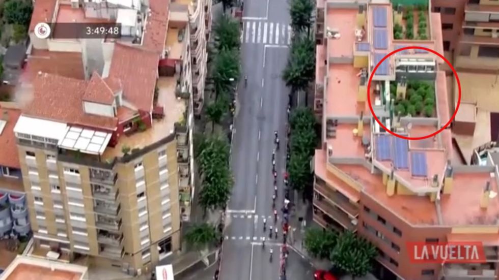 TV helicopter following Vuelta a Espana cycling race discovers weed plantation on roof