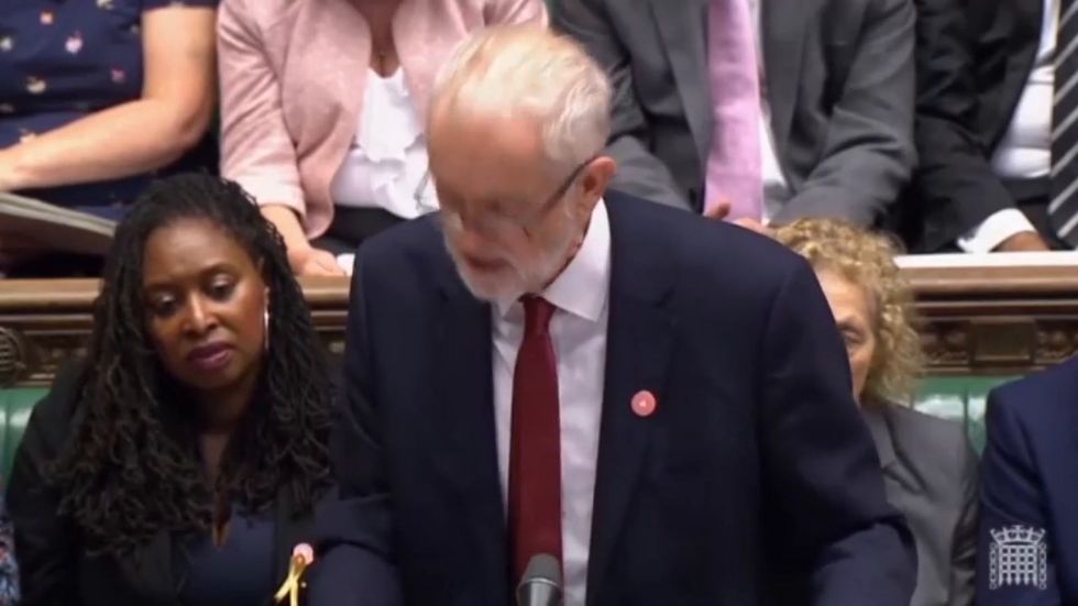 Boris Johnson calls Jeremy Corbyn a 'great big girl's blouse' as he shouts for him to call an election