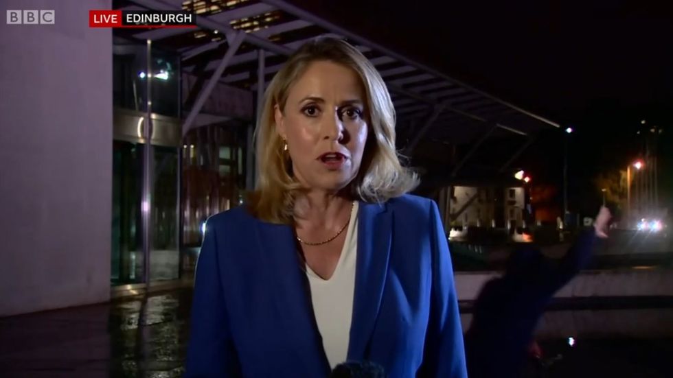 Cyclist tumbles off his bike into river during BBC news broadcast   