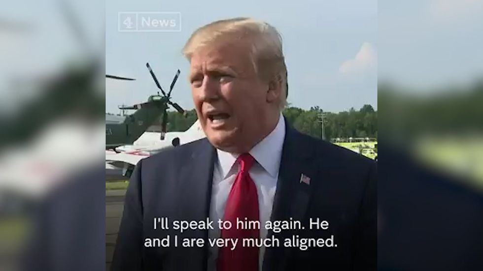 Donald Trump says he and Boris Johnson are 'very much aligned' 