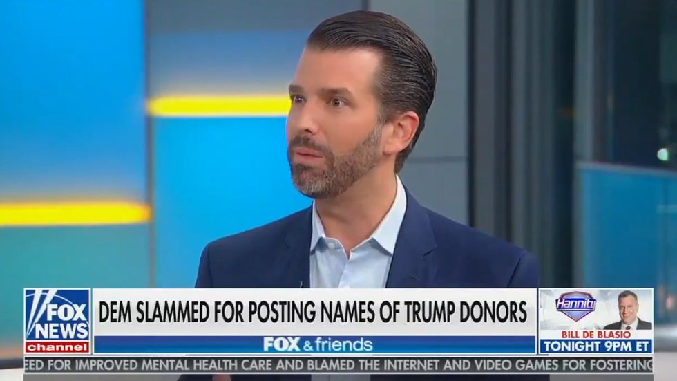 Donald Trump Jr compares the publication of a campaign donors list to a mass shooters hit list