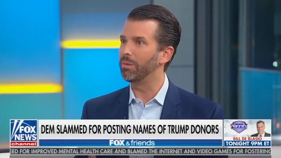 Donald Trump Jr compares the publication of a campaign donors list to a mass shooters hit list