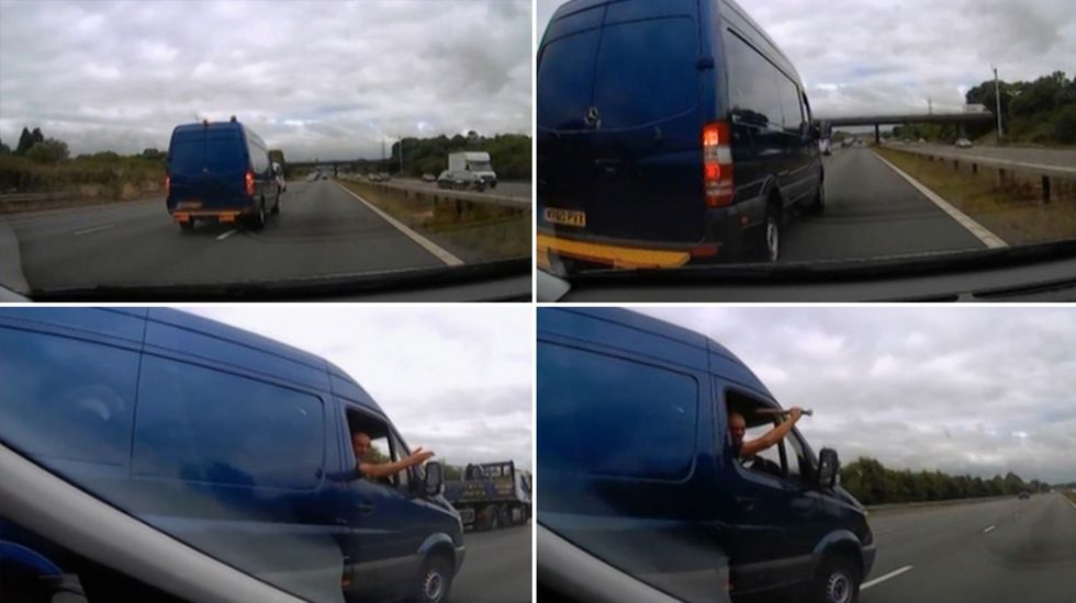 Van driver brandishes baseball bat on motorway