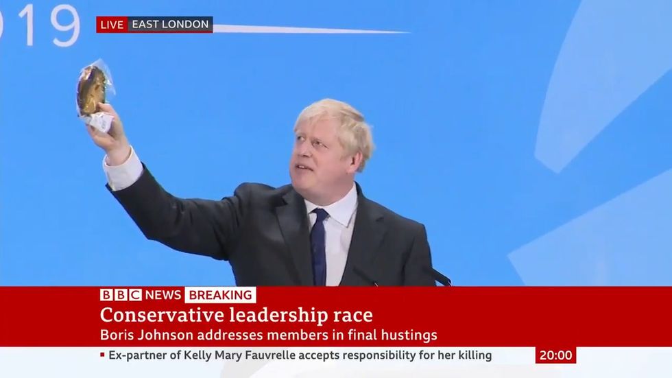Conservative leadership race: Boris Johnson waves around a kipper