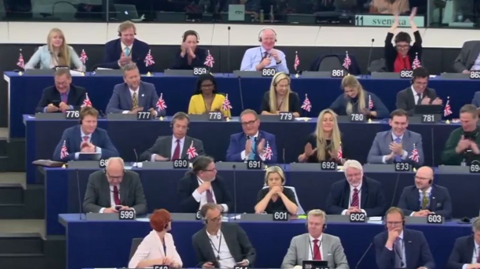 Brexit MEPs cheer and slap table as new EU commision president Ursula von der Leyen mentions UK withdrawal