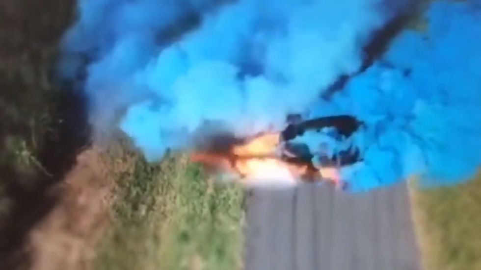 Car bursts into flames in gender reveal stunt