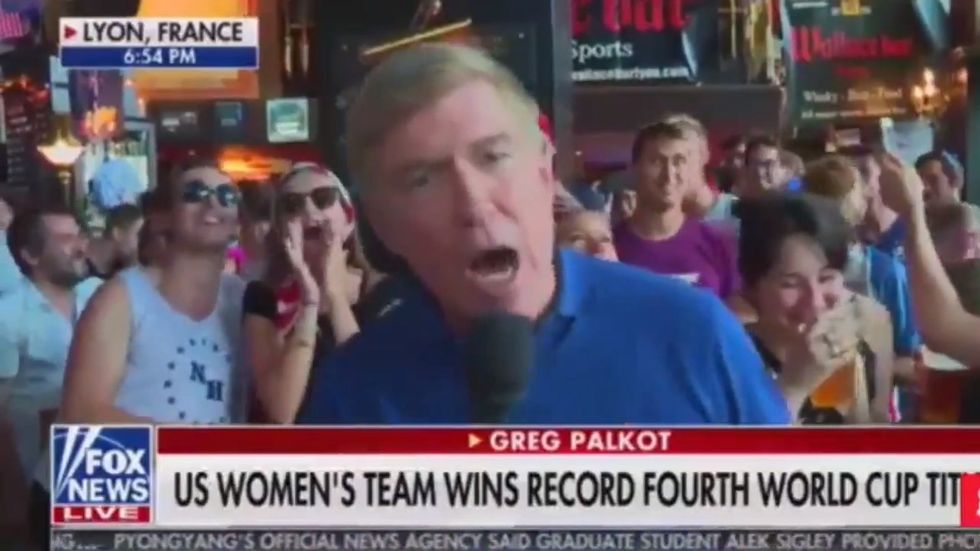 US football fans chant 'f*** Trump' during live Fox News broadcast from World Cup victory party