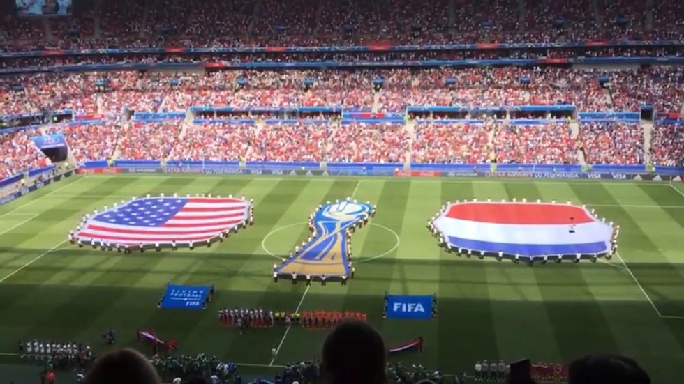USA anthem plays during the Women's World Cup final
