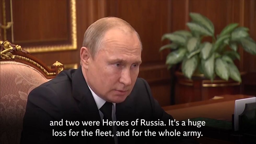 Vladimir Putin reacts to deadly fire on board Russian submarine