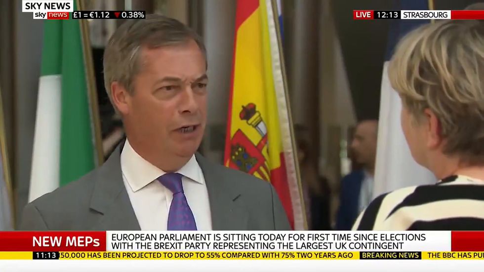 Nigel Farage explains why Brexit Party MEPs turned their back on European anthem