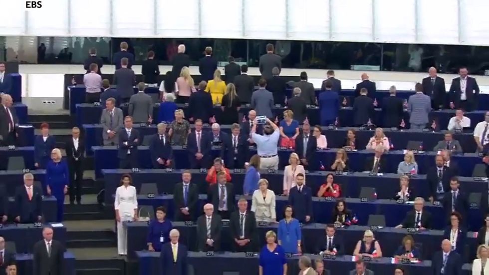 Brexit Party MEPs turn their backs on European anthem during EU parliament opening ceremony