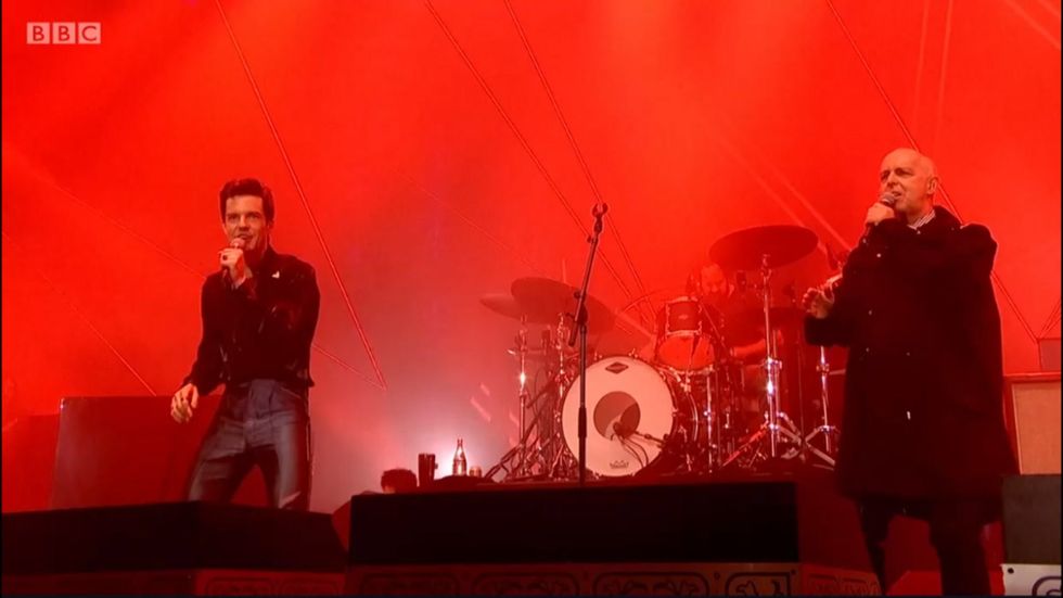 The Killers perform Human alongside the Pet Shop Boys at Glastonbury