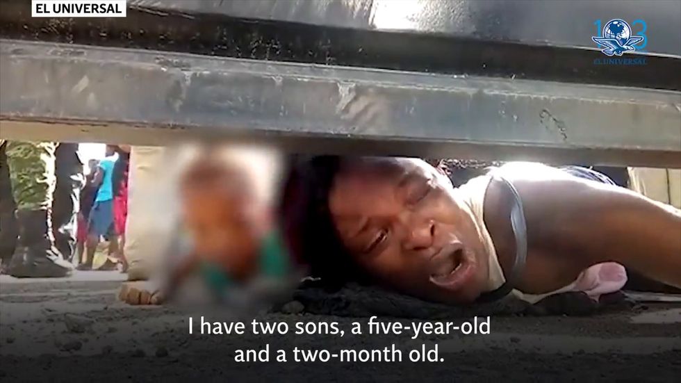 Haitian woman with young children pleads for help from Mexican migrant camp