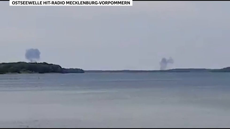 Smoke rises after two Eurofighter jets crash near Malchow, Germany