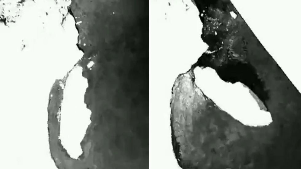 Iceberg size of Manhattan breaks off shelf in Antarctica in timelapse video
