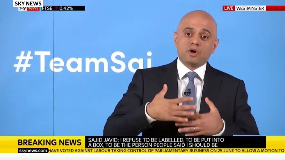 Sajid Javid says Boris Johnson is 'yesterday's news' as he launches bid to become next PM