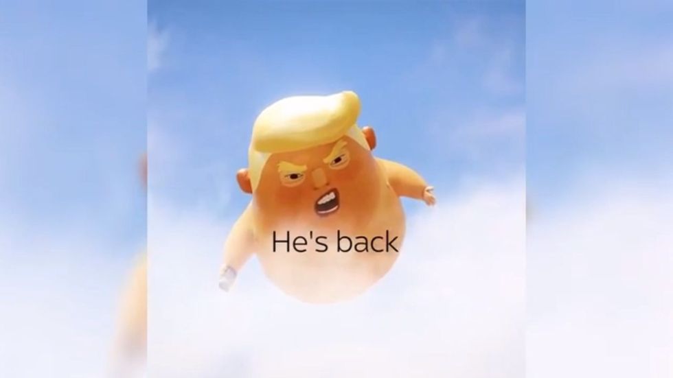 Sky News promo for Trump's UK state visit features baby blimp