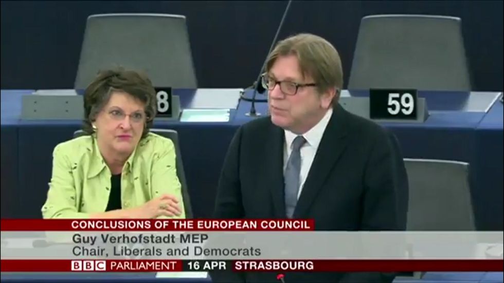 'The only thing that can save us is Nigel Farage', jokes Guy Verhofstadt