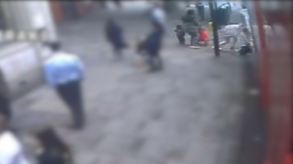 CCTV shows woman being pushed into bus in Pimlico, London