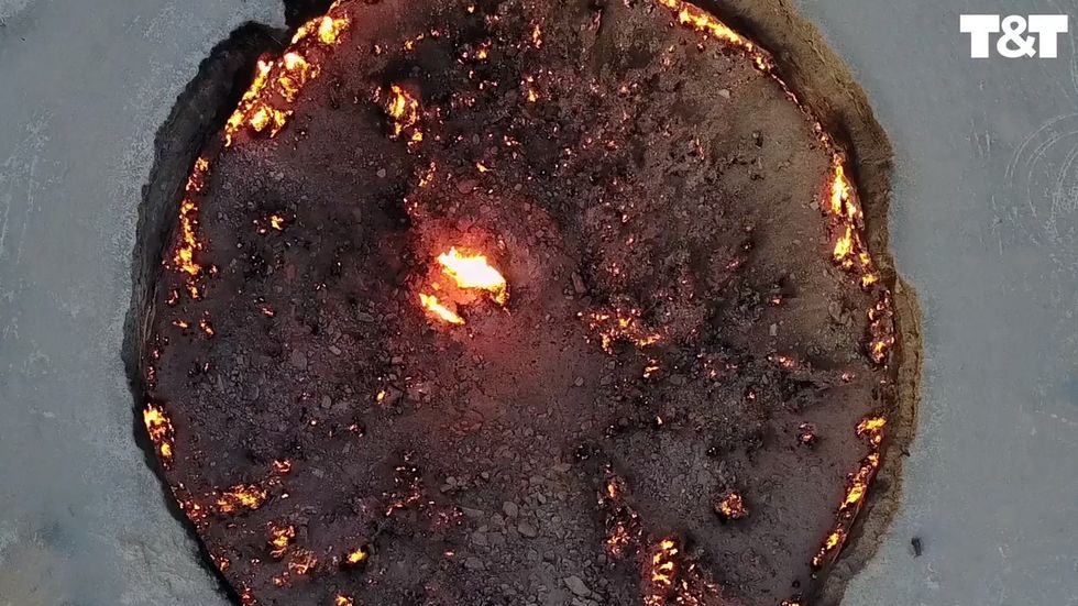 Door to hell: Drone footage shows Darvaza gas crater, Turkmenistan that has been burning for 40 years