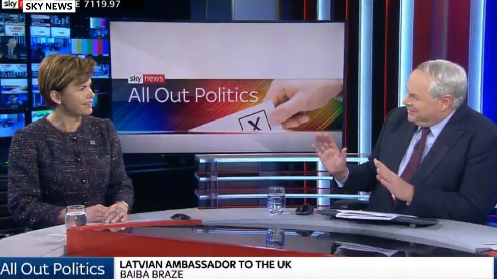 Sky News presenter Adam Boulton confuses Latvia with Lithuania in front of Latvian ambassador